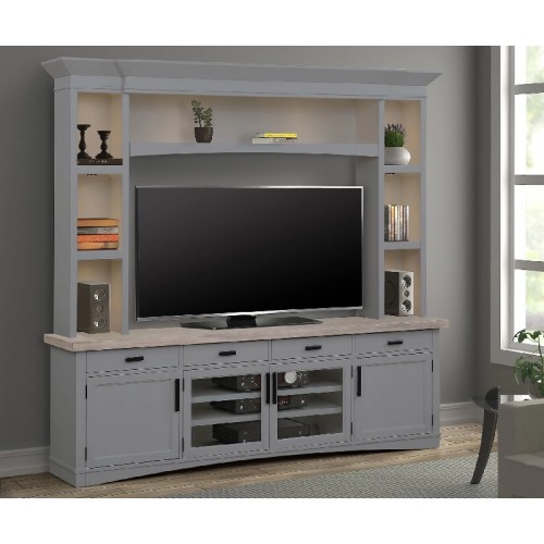 AMERICANA MODERN TV Console with Hutch and LED Lights