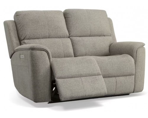 Henry Fabric Power Reclining Loveseat with Power Headrests and Lumbar