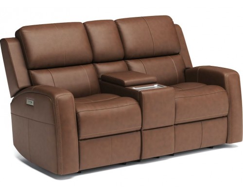 Linden Power Reclining Loveseat with Console and Power Headrests and Lumbar