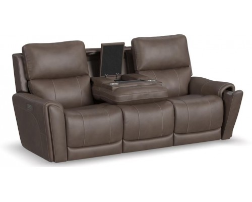 Carter Power Reclining Sofa with Console and Power Headrests and Lumbar