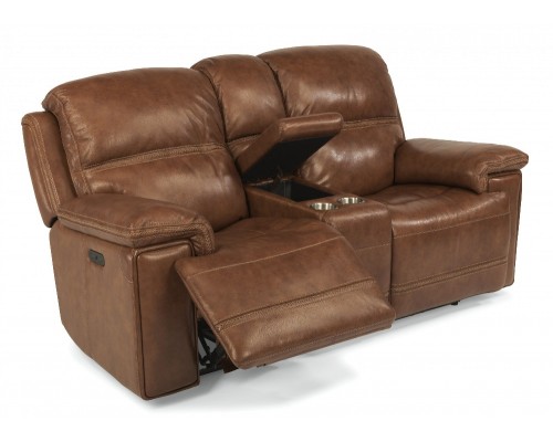 Fenwick Power Reclining Loveseat with Console & Power Headrests