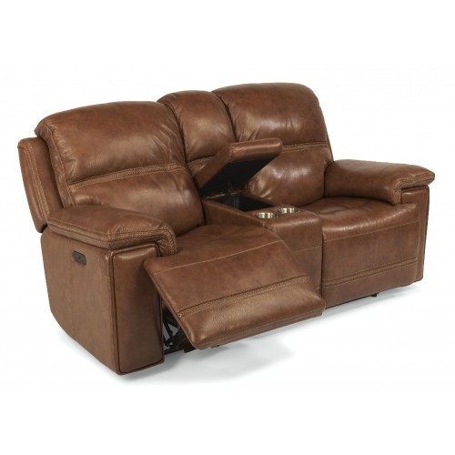 Fenwick Power Reclining Loveseat with Console & Power Headrests