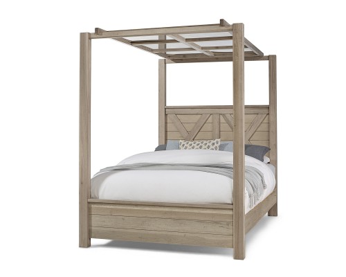 Cool Rustic Clear Maple X Bed with Mirrored Canopy bed