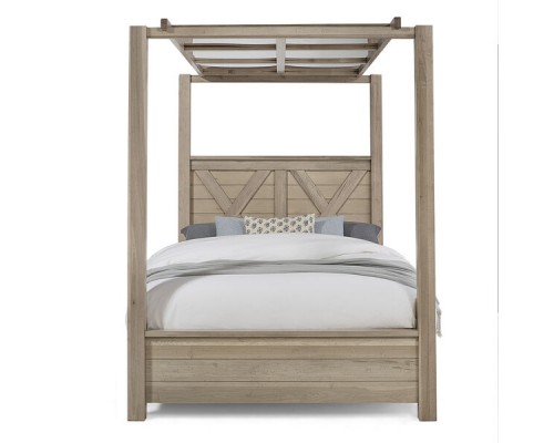 Cool Rustic Clear Maple X Bed with Mirrored Canopy bed