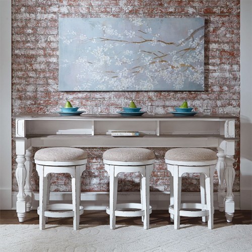 MAGNOLIA MANOR CONSOLE TABLE & 3 STOOLS