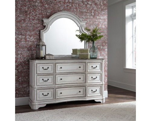MAGNOLIA MANOR 9 DRAWER DRESSER & MIRROR