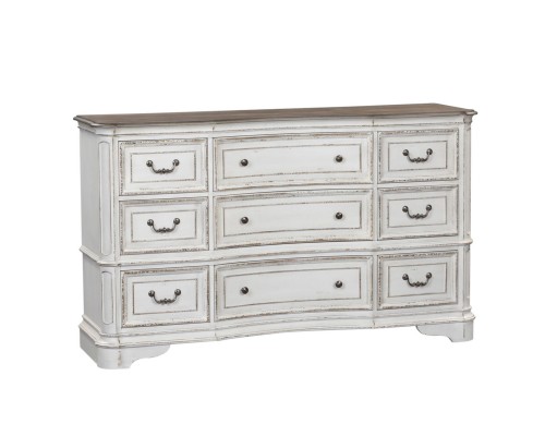MAGNOLIA MANOR 9 DRAWER DRESSER & MIRROR