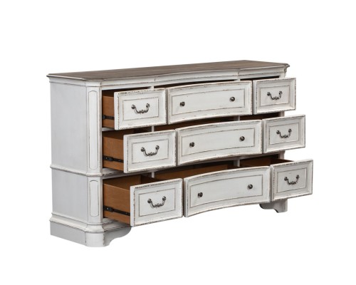 MAGNOLIA MANOR 9 DRAWER DRESSER & MIRROR