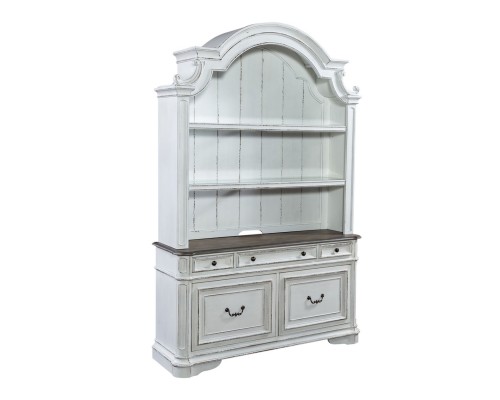 Magnolia Manor Scalloped Credenza & Hutch