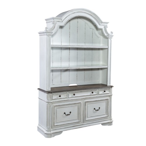 Magnolia Manor Scalloped Credenza & Hutch