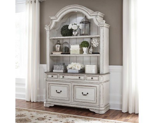 Magnolia Manor Scalloped Credenza & Hutch