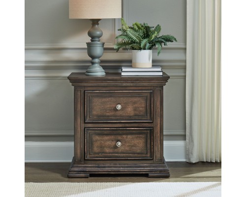 Big Valley White 2 Drawer Nightstand w/ Charging Station