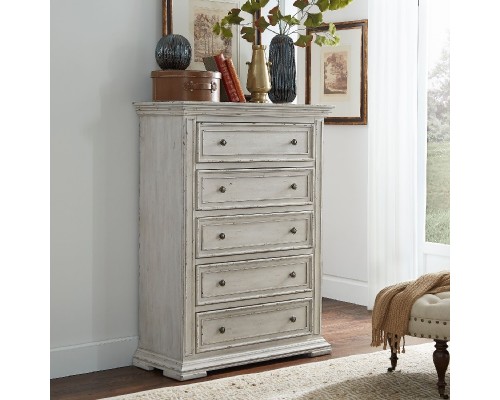 Big Valley White 5 Drawer Chest