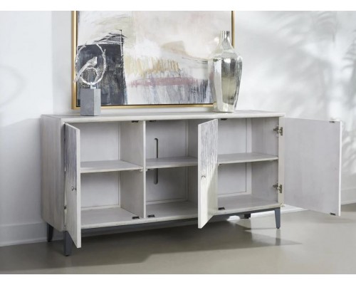 Kai Grey & White Bone Inlay 3 Door Credenza