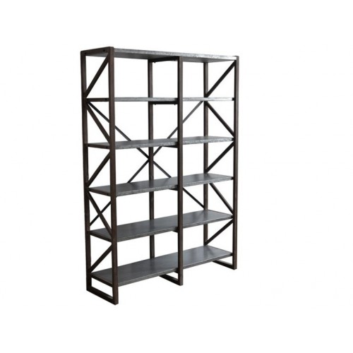 Newhart Rustic Wood And Galvanized Metal Bookshelf