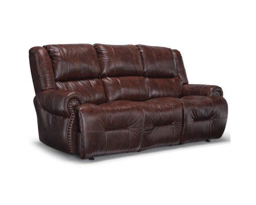Genet Leather Power Reclining Sofa W/ Power Headrest & Flip Down Console