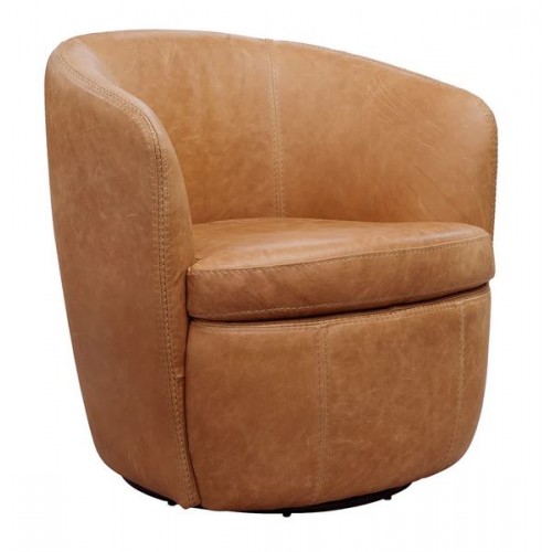 BAROLO Vintage Saddle Swivel Club Chair