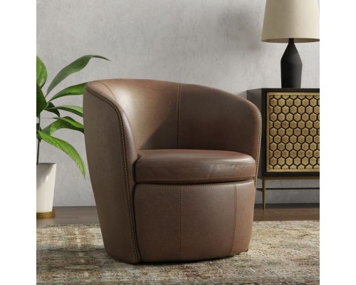 BAROLO Vintage Brown Swivel Club Chair