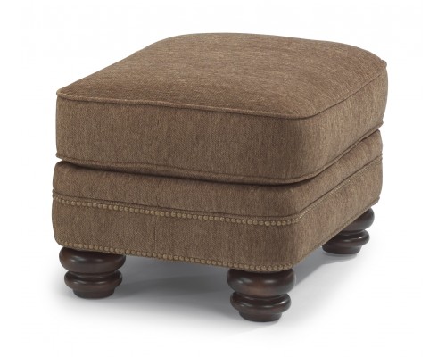 Bay Bridge Fabric Ottoman with Nailhead Trim