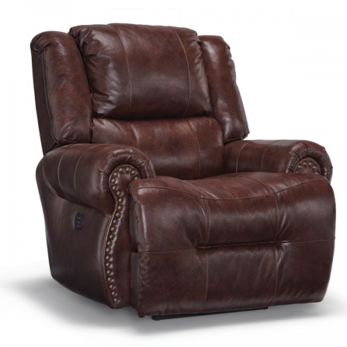 Genet Leather Power Rocking Recliner with Power Tilt Headrest and USB Charging Port