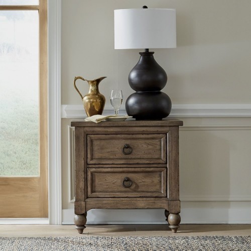 Americana Farmhouse Nightstand W/Charging Station