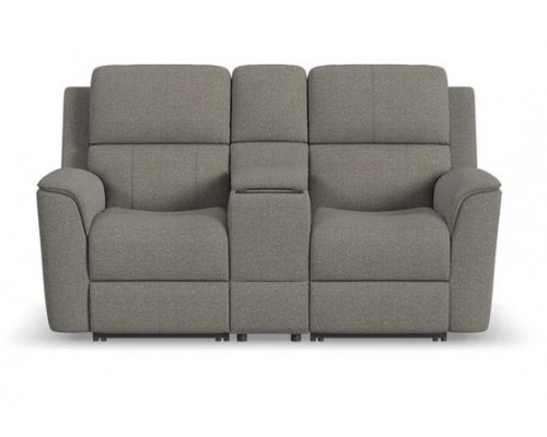 Henry Fabric Power Reclining Loveseat with Console and Power Headrests and Lumbar