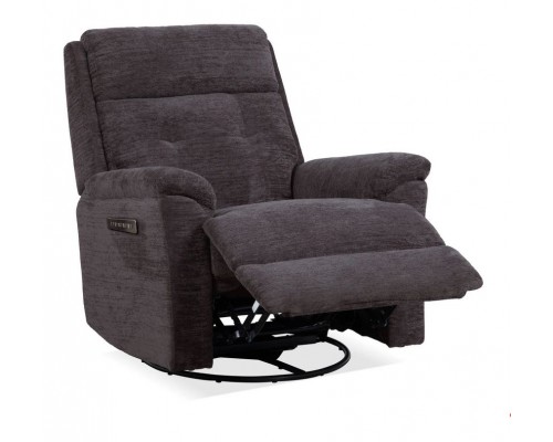 Sophisticated Steel Perfect Match Power Swivel Gliding Recliner with Power Headrest & Lumbar