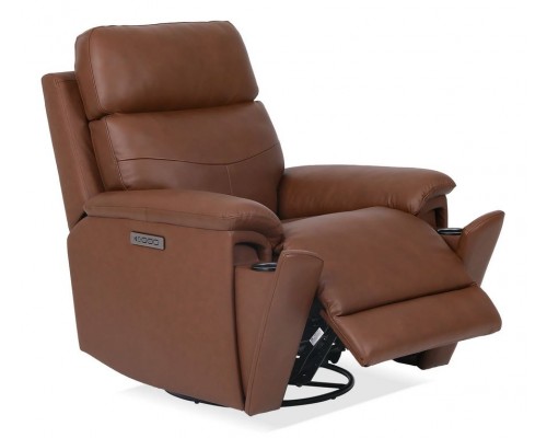 Refined Hickory Perfect Match Power Swivel Gliding Recliner with Power Headrest & Lumbar