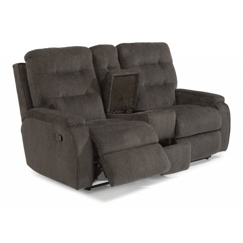 Kerrie Fabric Reclining Loveseat with Console